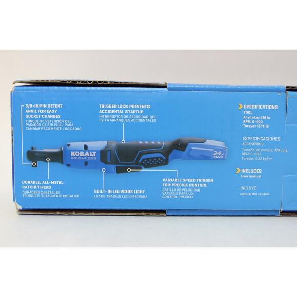 NWT Kobalt 24V Brushless 3/8" Cordless Ratchet Wrench - Variable Speed - Picture 4 of 4